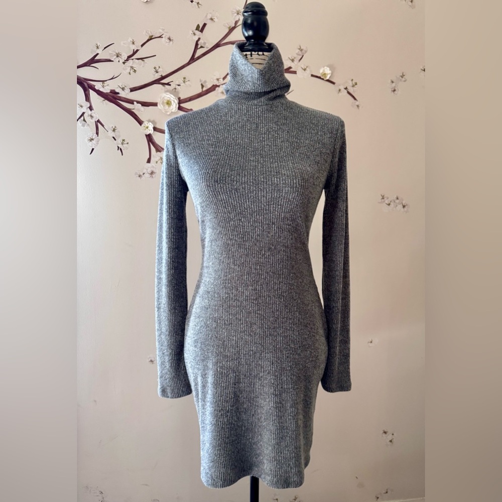 Gray Turtleneck SO Sweater Dress